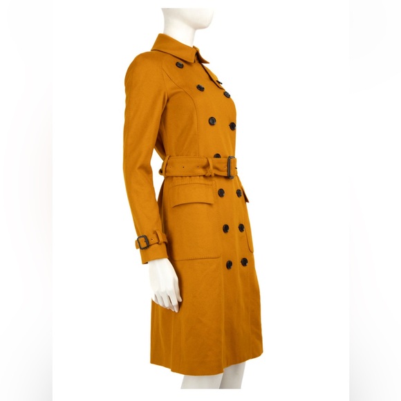 Burberry Mustard Trench Coat  just freshly dry cleaned.  100% Cashmere . - Picture 2 of 16